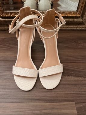 Kelly & Kate White Ankle-Strap Wedge